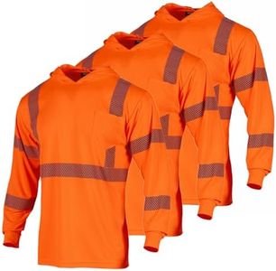 FONIRRA 3PCS Hi Vis Shirts for Men ANSI CLASS 3 Safety Reflective Long Sleeve with Hood High Visibility Construction Work T-Shirt