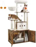 Feandrea Cat Tree, 66.9-Inch Cat Tower with Litter Box Enclosure, Large Cat Condo with Food Station, Storage, Scratching Posts, Cat Cave, Hammock, Washable Cushions, Rustic Brown UPCT169K01