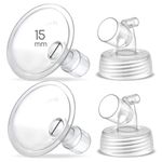 Maymom Two-Piece Wide Neck Pump Parts for Spectra S1/S2 Pumps; Incl Wide Mouth Flanges; Not Original Spectra Flange (15 mm Two Flanges)