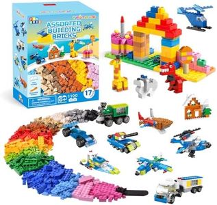 FUN LITTLE TOYS 1100 PCs Building Bricks in 17 Popular Colors and 147 Mixed Shapes, Classic Creative Building Blocks Compatible with All Major Brands, Bulk Basic Bricks Toys, Birthday Gift for Kids
