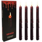 Topsics Tears Taper Candles Set of 4, 10 inch Black Taper Candles, Bleeding Taper Candles for Halloween Themed Candles