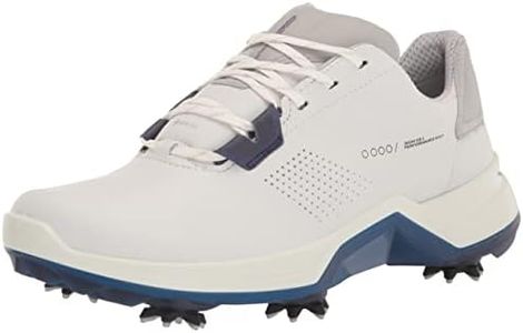ECCO Men's Biom G5 Gore-TEX Waterproof Golf Shoe, White/Blue Depths, 7-7. 5