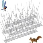 8Pcs X 25CM, 2M Length, LELYFIT Anti Bird Repellent Stainless Steel Bird Spikes, Deterrent Spike,Keep Pigeon,Sparrow,Crows and Woodpeckers Away Garden Balcony, for Fence Roof Window Bird Spikes