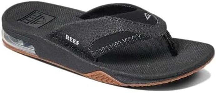 Reef Unisex-Child Kids Fanning Flip-Flop, Black/Silver, 13 Big Kid