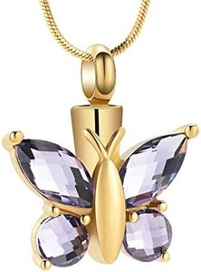 Butterfly Cremation Necklace for Ashes - Urn Neckalce for Ashes for Women Cremation Jewelry for Women - Ashes Keepsake Pendant Memorial Jewelry Gifts for A Loss of Loved Ones, Metal, not