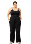 CUPID Women's High Rise Cotton Straight Pant,Stretchy Parallel Leg Pyjama for Night wear_Black_5XL