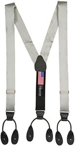 HOLD'EM 100% Silk Suspenders Men Y-Back Fancy Solid Button End-Gray XL