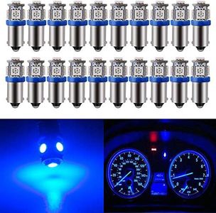 BlyilyB 20-Pack BA9 BA9S 53 57 1895 64111 Blue LED Car Light Bulb for License Plate Side Door Courtesy Interior Dome Map Lights