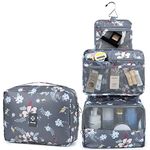 Travel Hanging Toiletry Wash Bag Makeup Cosmetic Organizer for Women Waterproof (New Dark Flower)