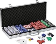 KOSTEN SPORTS 500 Piece Poker Chips Set with Aluminum Case, Casino Chips, 2 Decks of Cards 5 Dices and a Dealer Button (500pcs Poker Chips Set)