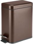 Homie Soft Close, Rectangular Bin 5L with Anti - Bag Slip Liner and Lid, Use as Mini Garbage Basket, Slim Trash Can, or Decor in Bathroom (Bronze)