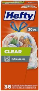 Hefty E85743 Recycling Trash Bags (Clear, Drawstring, 30 Gallon, 36 Count), 36 Count, 36 Count