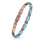 EnerCoppeX Copper Magnetic Bracelet for Women - Turquoise Jewelry with 3500 Gauss Magnet (COB-0166)