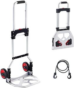 VEVOR Folding Hand Truck, 80 kg Load Capacity, Aluminum Portable Cart, Convertible Hand Truck and Dolly with Telescoping Handle and Rubber Wheels, Ultra Lightweight Super Strong for Moving Warehouse