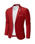 MrSure Men's Blazer Slim Fit One Button Suit Jacket, Casual Lightweight Sport Coats for Daily Red