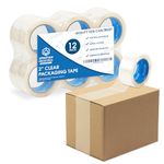 Spartan Industrial - 2" X 60 yd Clear Shipping Tape Rolls - 12 Rolls of Heavy Duty Box Tape for Moving, Packing, Shipping, Storage - 2.7 Mil