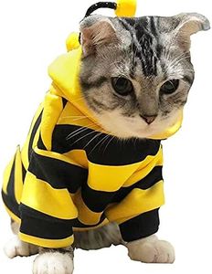 Anelekor Funny Dog Hoodies Sweatshirt Holiday Cat Sweater Warm Dog Clothes for Small Dog Yellow Cat Outfit Puppy Hooded Coat Pet Bee Costume for Halloween Christmas (Yellow, X-Large)