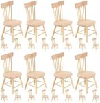 Yardwe 24 Pcs Dollhouse Chair Mini Dollhouse Wooden Dollhouse Counter Decor Miniature Chairs Dollhouse Furniture 1 12 Scale 1 12 Scale Dollhouse Accessories Wood Miniature Chair Wood Set