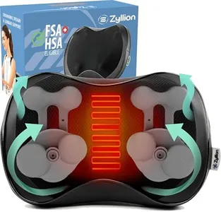 Zyllion Shiatsu Back and Neck Massager with Heat and 8 Rotating Nodes - 3D Kneading Deep Tissue Electric Massage Pillow for Chair, Car, Muscle Pain Relief - Black (ZMA-25)