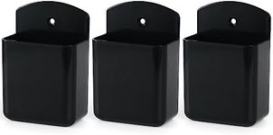 WAAYANG 3 Pcs Wall Mount Remote Control Holder TV Controller Holder Self Adhesive Marker Holder, Pen Holder Containers for Home Office School (Black)