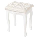 WOLTU White Dressing Table Stool, Soft Padded Vanity Stool 40x30x50cm, Makeup Chair for Bedroom, Baroque Style MB6011