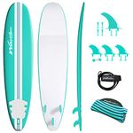 Wavestorm- Soft Top Foam 8ft Surfboard Premium Pack | for Beginners and All Levels | Includes Accessories | Leash and Multiple Fin Options