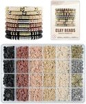 ClaBead Bracelet Making Kit 3200Pcs, Clay Beads Bracelet Kit with Gold Beads and Sliver Beads (Earth Tone)