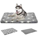 EMPSIGN Fancy Dog Bed Mat, Pet Bed Pad Reversible (Cool & Warm), Machine Washable Crate Pad, Pet Sleeping Mat for Small to XXX-Large Dogs, Grey, Star Pattern