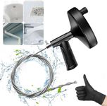 Drain Snake Auger 33 Feet, Plumbing Snake Drain Hair Clog Removal Tool, Heavy Duty Toilet Snake Auger, Sink Unclogger Drain Cleaner Tool for Bathroom Kitchen Tub Shower Drain Clog Remover With Gloves