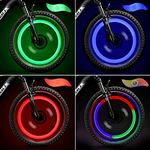 TAGVO 4pcs Bike Spoke Light (Red+Green+Blue+Multicolour) with Delicate Box, Waterproof Easy Install Wheel Spoke Lights LED Neon Tire Flash Lamp with 3 Flash Modes, for Both Adults Kids Bike