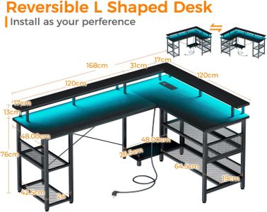 ODK L-Shaped Gaming Desk – Black Corner Computer Table