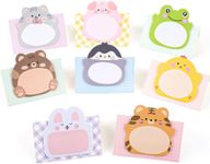 Cute Animal Sticky Notes, 8 Pack Kawaii Animal Self-Stick Notes Cartoon Markers Flags Cute Shapes Self-Stick Memo Pads Students Home Office Roommates Gifts Tab Supplies 160 Sheets