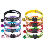 8 Packs Cat Collar Safety Release, Adjustable Kitten Collars with Bell, Reflective & Quick Release