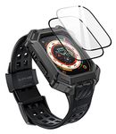 SUPCASE Unicorn Beetle Pro XT Designed for Apple Watch Ultra 2/1 49mm (2023/2022), [2 Pack Screen Protector] Rugged Protective Metal Case with Strap Bands