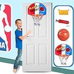 kidoloop Kids Basketball Hoop with Hard PVC Backboard Pump and Ball Hanger Hook Indoor Outdoor Large Basketball Set with Net Ball and Pump Portable Sport Toys for Kids Basketball Set, Design 1