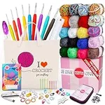 MODDA Crochet Kit for Beginners – Soft Bulk Yarn for Crocheting and Knitting Craft Projects, Acrylic Yarn Set for Starters Adults, Women with Crochet Hooks Sewing Needles Stitch Markers