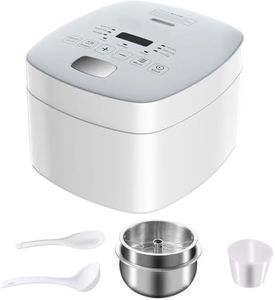 Novaspark Low Carb Rice Cooker Stainless Steel Inner Pot, Mini Stainless Steel Rice Cooker Small 5 Cup, LED Display Low Sugar Rice Maker, 24H Timer and Auto Keep Warm, White Rice/Porridge/Oatmeal, White