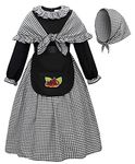 ReliBeauty Kids Chestnut Costume Prairie Costume for Girls with Shawl,Apron and Hat,Black 10-12/150