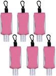 Empty Bottle for Hand Sanitizer Gel Products Liquid Soap 6 Pack 1 OZ Travel Sized Holder Keychain Carriers Flip Cap Reusable Portable (Hot Pink1)