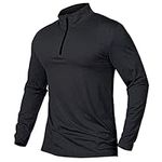 CARWORNIC Men's Sports Tops 1/4 Zip Long Sleeve Gym Running T-Shirts Quick-Dry Golf Tops Outdoor Fishing Hiking Polo Shirts Lightweight Pullover Tops Breathable Spring Workout Athletic Shirts Black