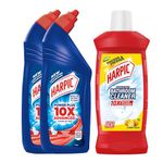 Harpic Disinfectant Toilet Cleaner, Original - 1L (Pack of 2) + Harpic Bathroom Cleaner, Lemon - 1L