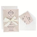 Picky Bride 1PCS Wedding Invitation Sample 5 x 7 inch Lasercut, Lace Blush Pink Wedding Invitations with Envelopes for Wedding Party, Bridal Shower, Anniversary