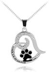 HMOOY Paw Print Necklace, Puppy Paw Always in my Heart Pendant Necklace Cute Dog Cat Pet Paw Print Love Heart Necklace Animal Lover Gifts for Women Teen Girls, Metal, not-applicable