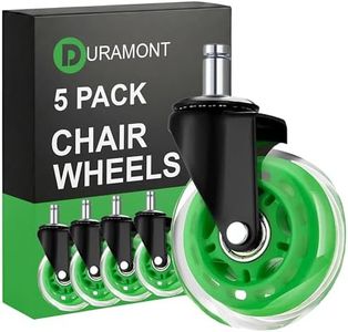 Office Chair Wheels - Set of 5 Rollerblade-Style Casters, Smooth & Quiet Rolling, Protects Hardwood Floors & Carpets, Universal Fit, Durable and Long-Lasting - Green