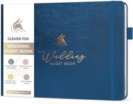 Clever Fox Wedding Guest Book – Guided Wedding Guestbook with Themed Pages – Sign in Album for Notes & Wishes – Wedding Gifts, 10”x7” (Mystic Blue)