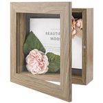 Golden State Art, 8x8 Shadow Box Frame Display Case, 2-inch Depth, Great for Collages, Collections, Mementos, 6 Pins Included (Light Brown, 1 Pack)