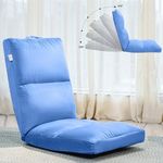 My Armor Reclining Floor Chair for Living Room|Meditation Chair|Adjustable Back Rest with 5 Position Lock-in|Back Support|Maintain Posture While Sitting On Floor for Yoga/Pooja - Sky Blue