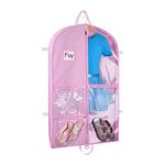 Syeeiex 40" Kids Suit Bags Costume Garment Bags with 5 Zipper Pockets, Clear children's Dance Dress Costume Cover Bag, Foldable Travel Garment bags for dancer for Competitions, Pink 101cm