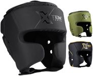 XTEN SPORTS Boxing Headguard, MMA Training Headgear, Kickboxing, Sparring, Taekwondo, Karate, Martial Arts, Muay Thai, BJJ, Adult Multilayered Head Face Protection (Matte Black, Large)