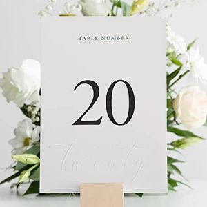 Siko Table Numbers 1-20 - Double Sided Wedding Table Numbers with Embossed Details - 4x6 inches, Self-Standing Table Numbers for Wedding Reception - Perfect for Wedding & Special Events